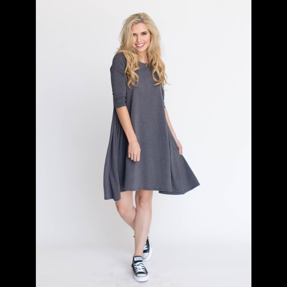 New w tags Dress 3/4 Sleeve French Terry Charcoal